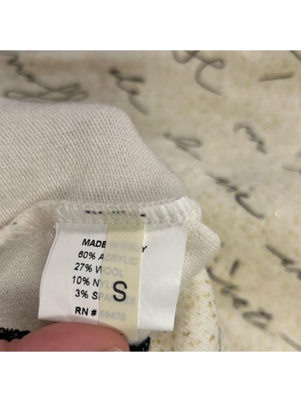 Tous Les Garçons Cream Script Print Long Sleeve Top French Paris Style Small - Picture 4 of 6